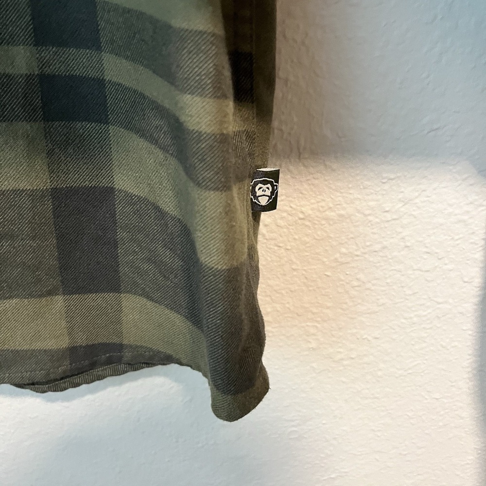 Howler Bros Harkers Flannel Men's Medium Green Plaid Long Sleeve Flap Pocket - Picture 6 of 12